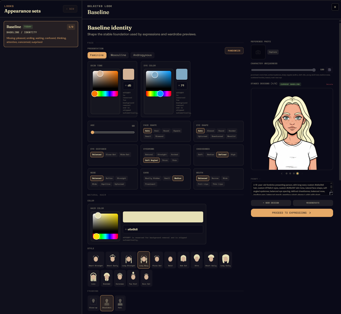 The expanded prompt + design carousel below the generation frame
