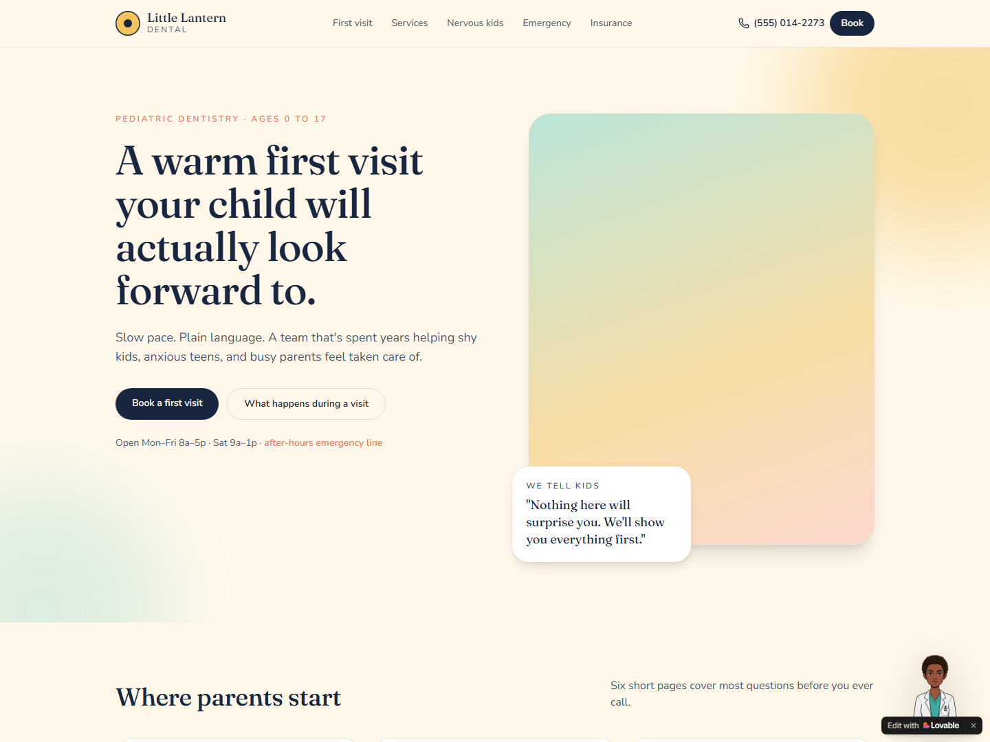 Screenshot of Little Lantern Dental