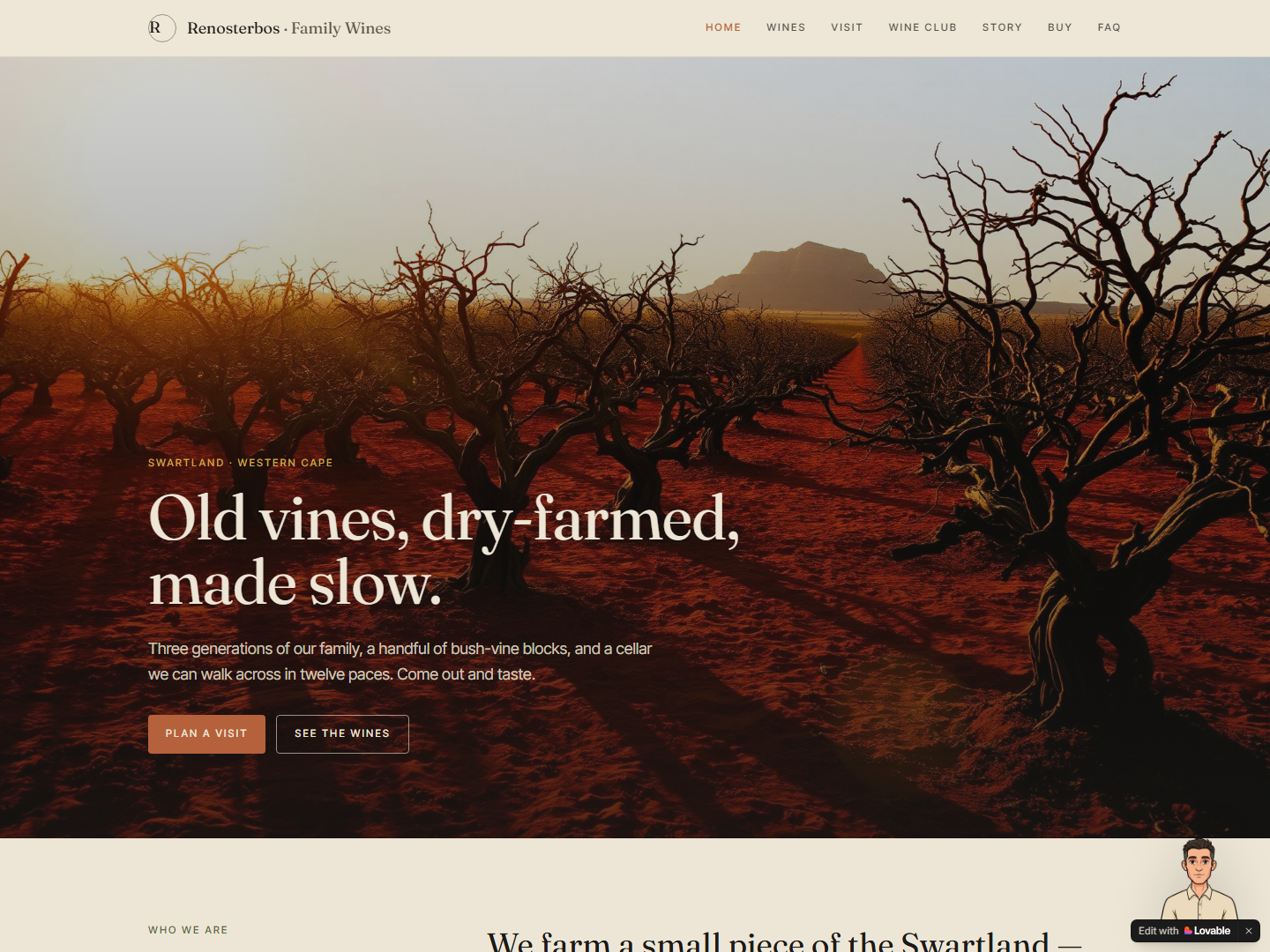 Screenshot of Renosterbos Family Wines