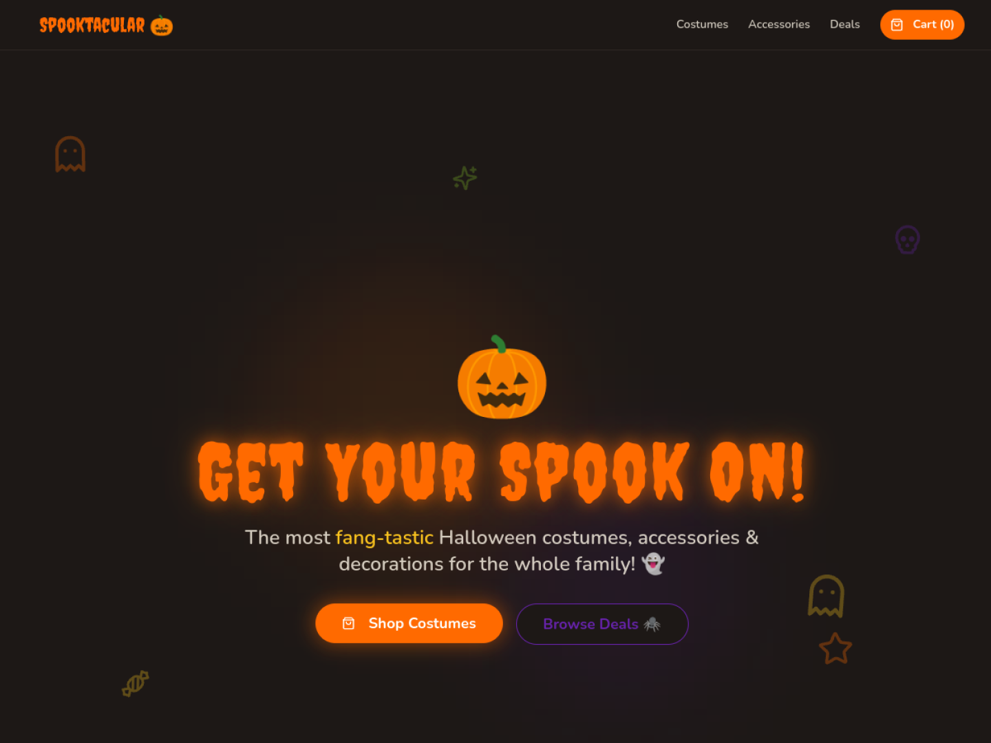 Screenshot of Spooktacular Costumes